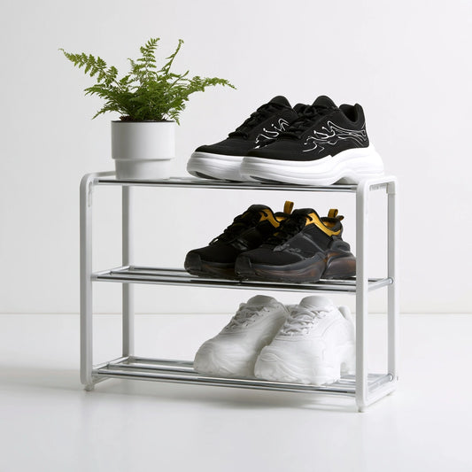 Organizer modulare in plastica a tre livelli, colore bianco