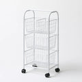 Carrello portaoggetti in metallo su ruote a tre livelli, colore bianco