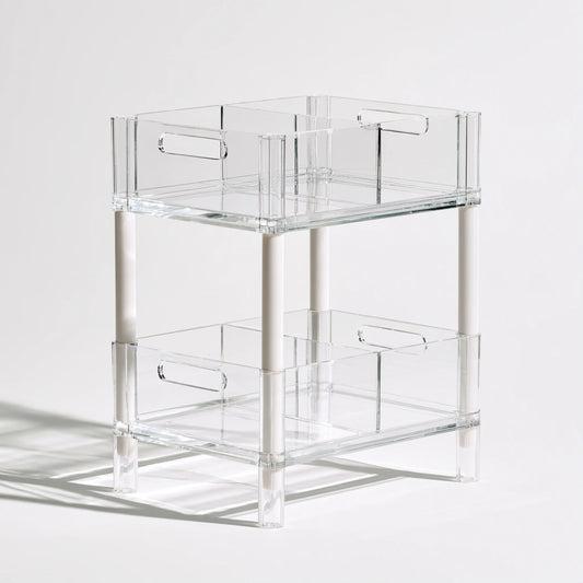 Organizer modulare in plastica a due livelli, colore grigio