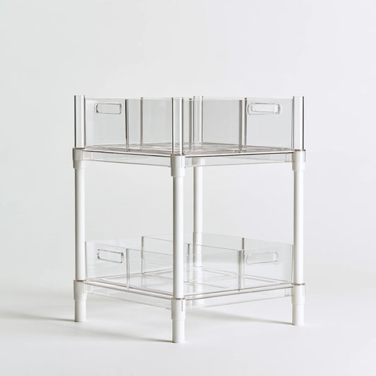 Organizer modulare in plastica a due livelli, colore grigio